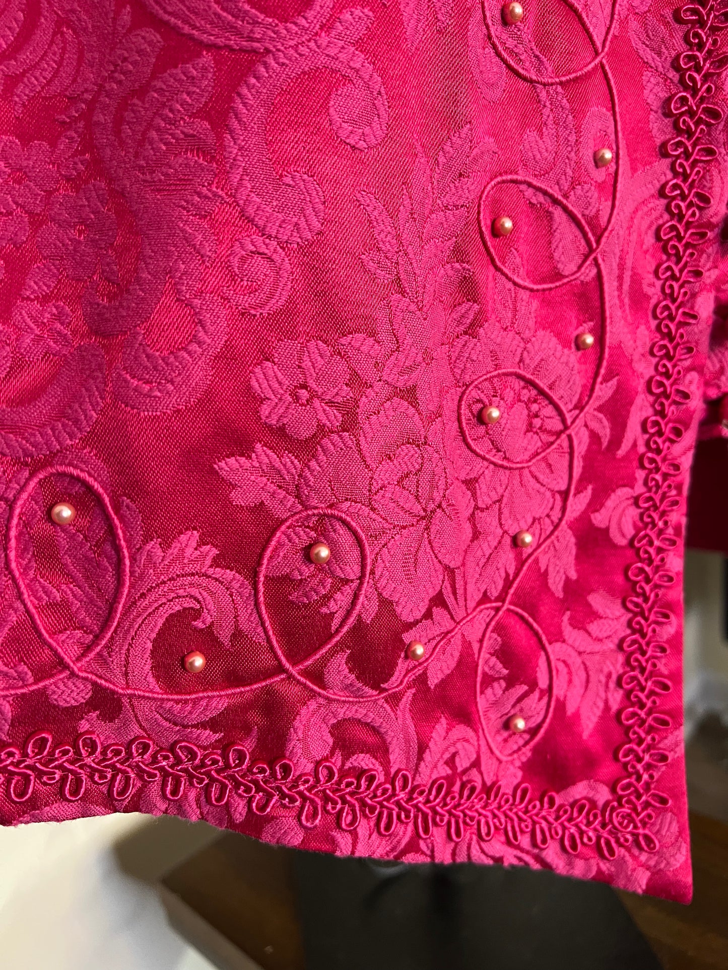 80s Pink embroidered beaded Nah Nah blouse