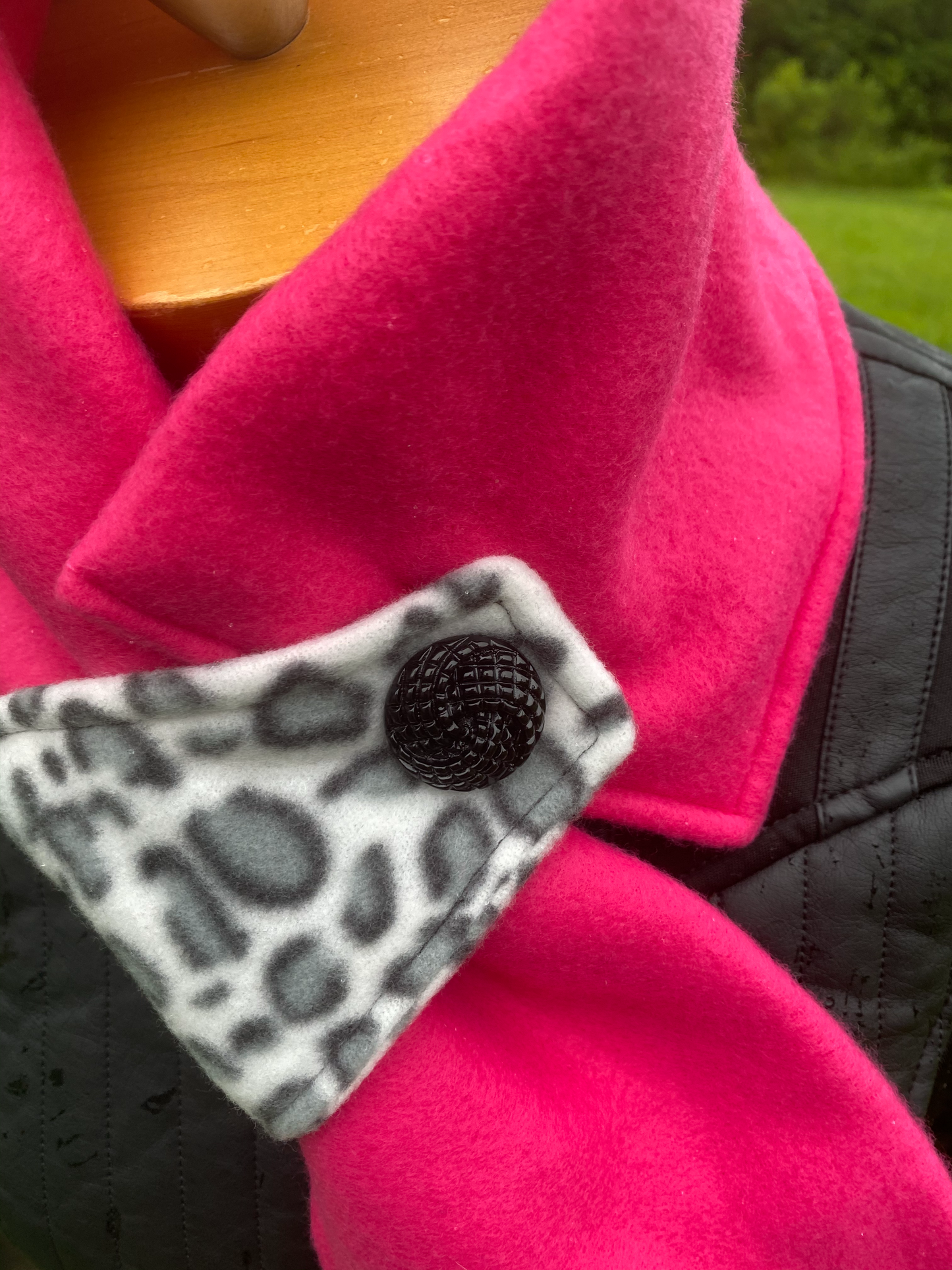 Hot Pink Scarf with leopard accent loop
