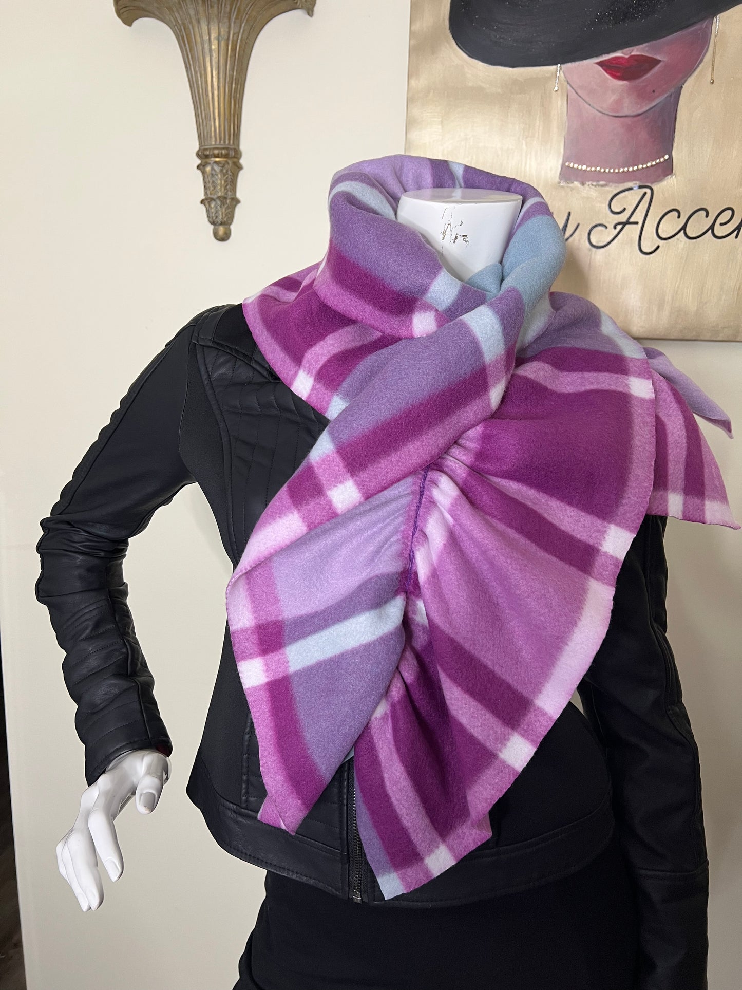 Classy Scarf plaid fleece scarf pink scarf