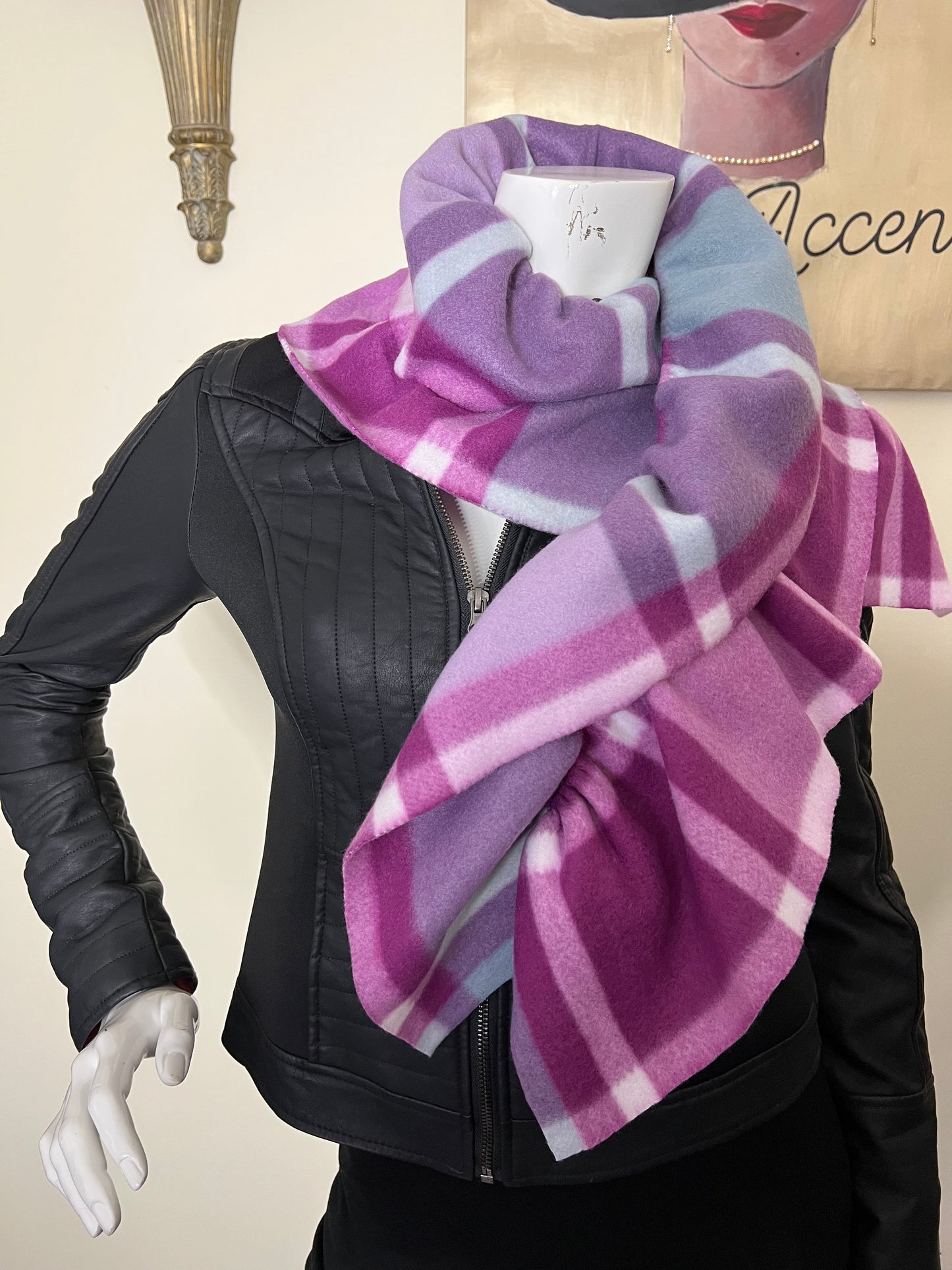 Classy Scarf plaid fleece scarf pink scarf