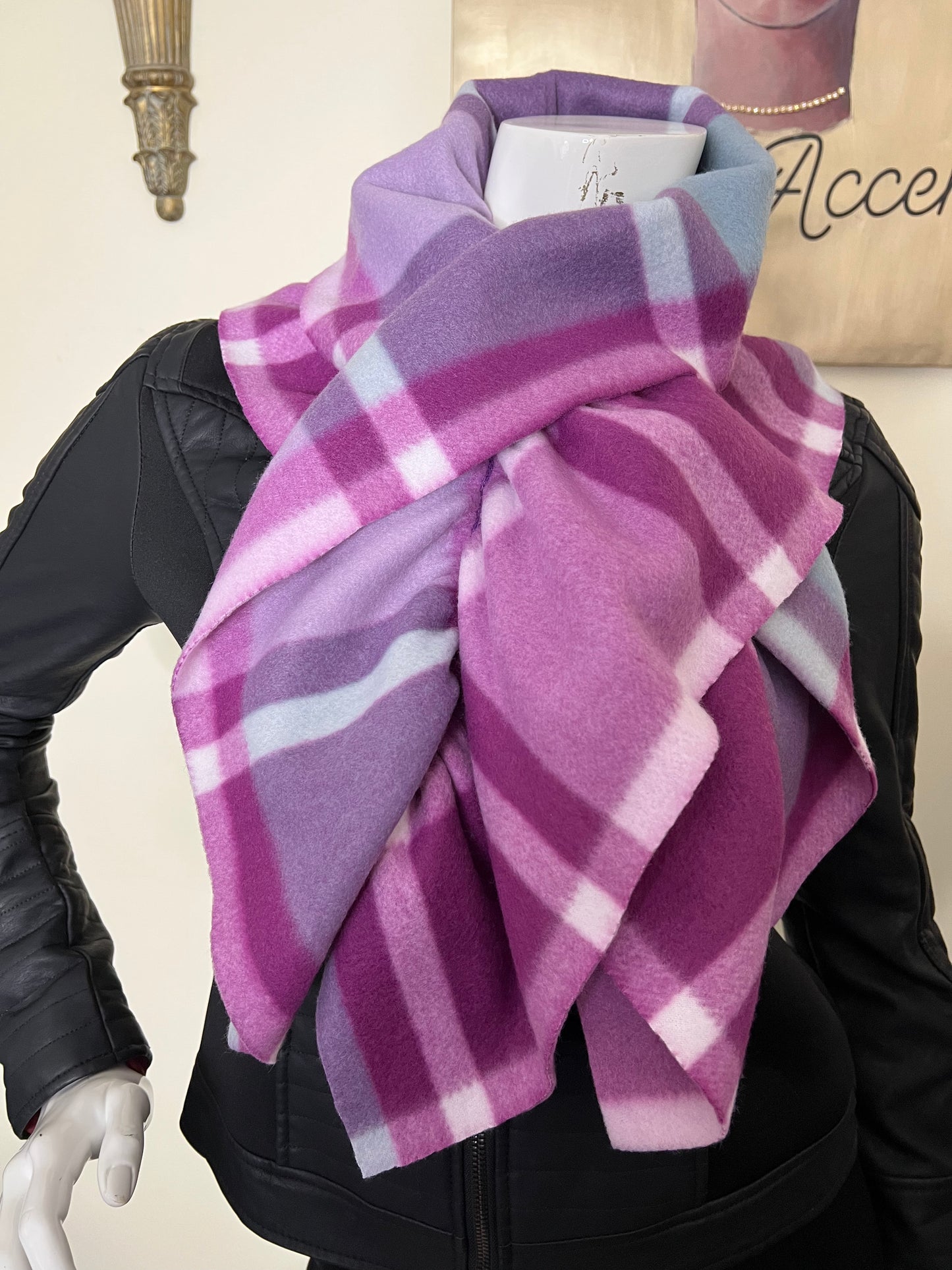 Classy Scarf plaid fleece scarf pink scarf