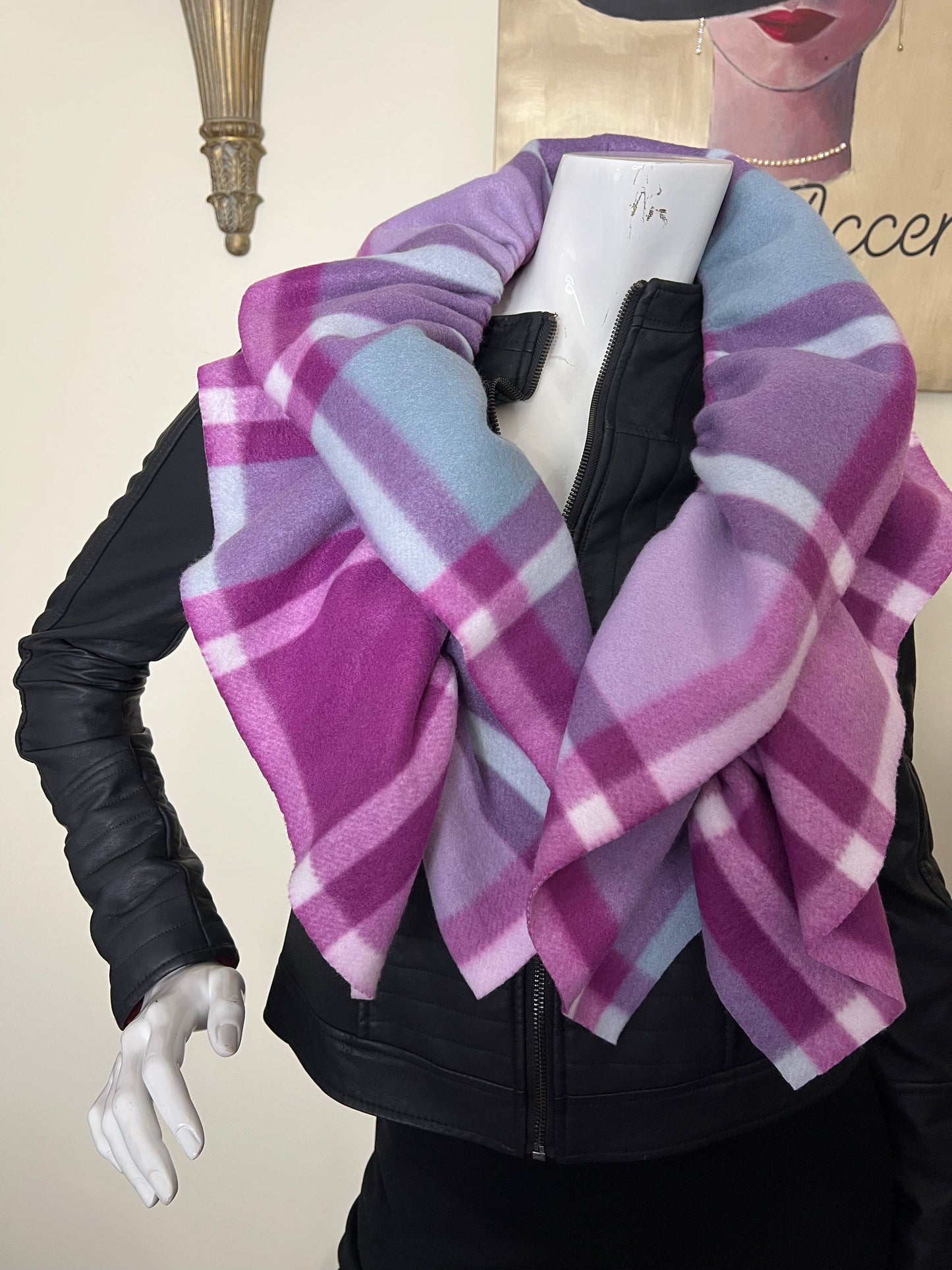 Classy Scarf plaid fleece scarf pink scarf