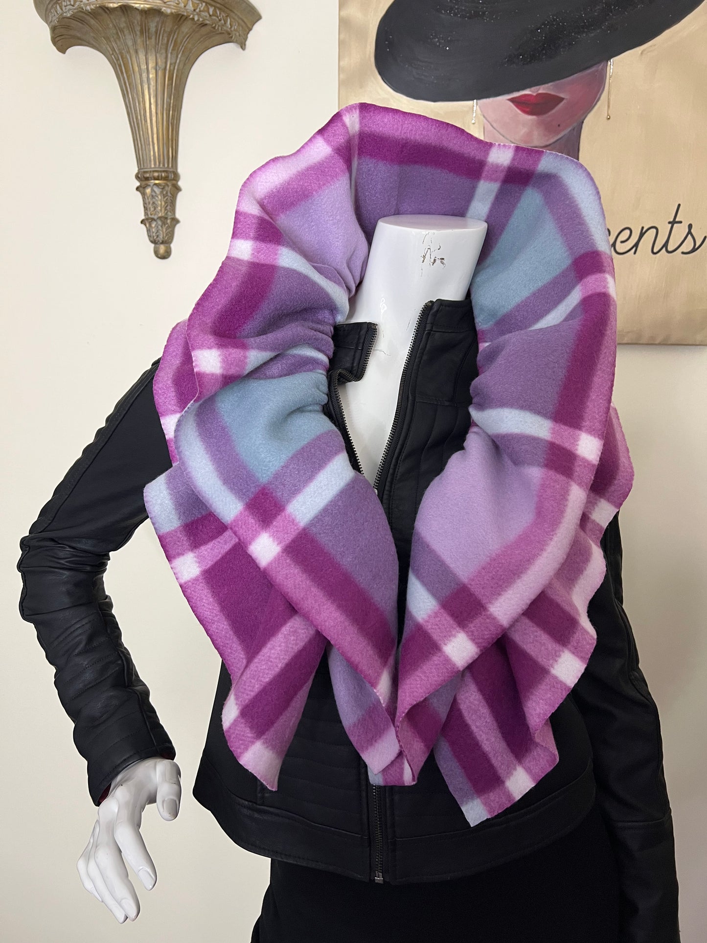 Classy Scarf plaid fleece scarf pink scarf