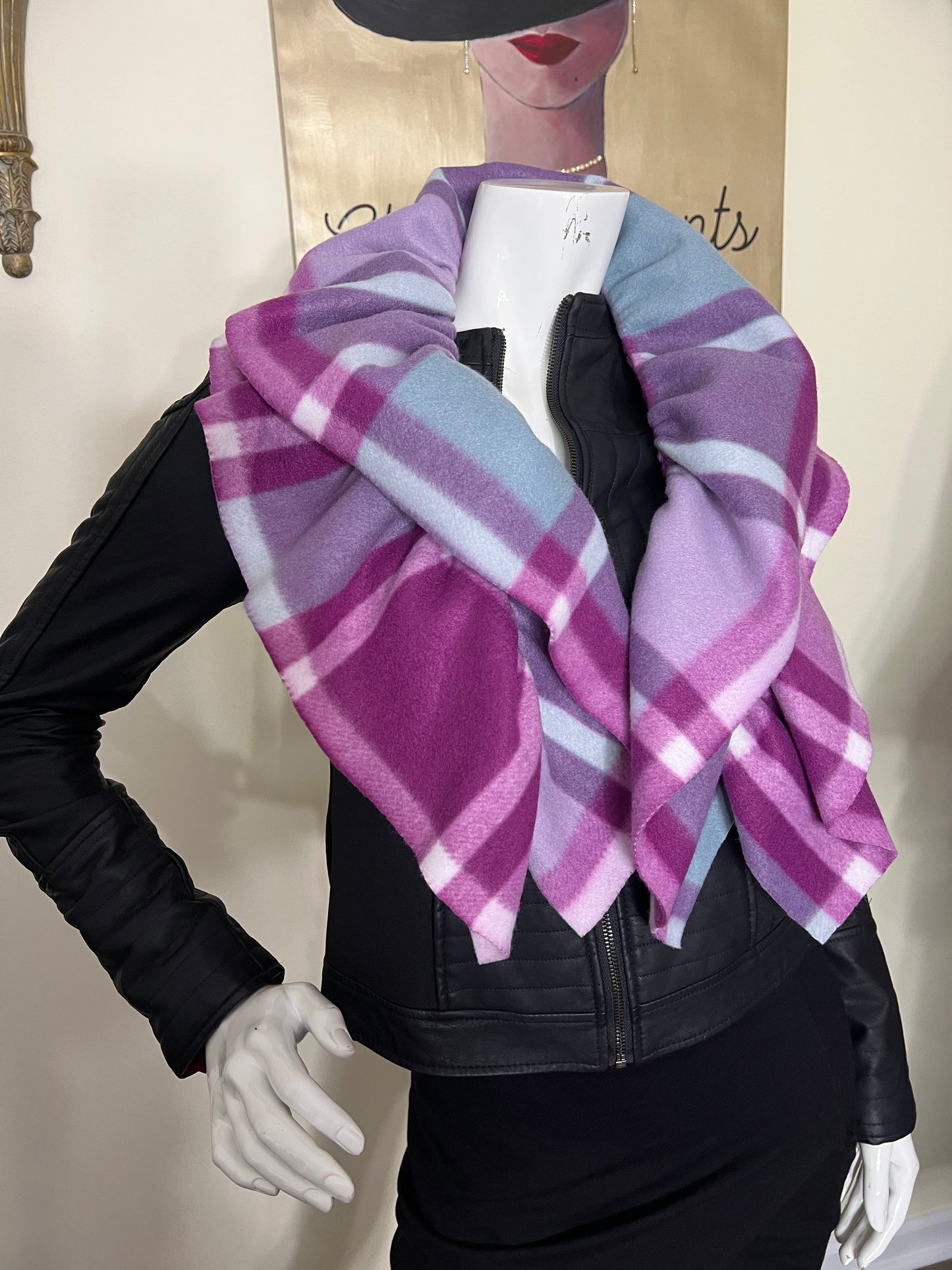 Classy Scarf plaid fleece scarf pink scarf