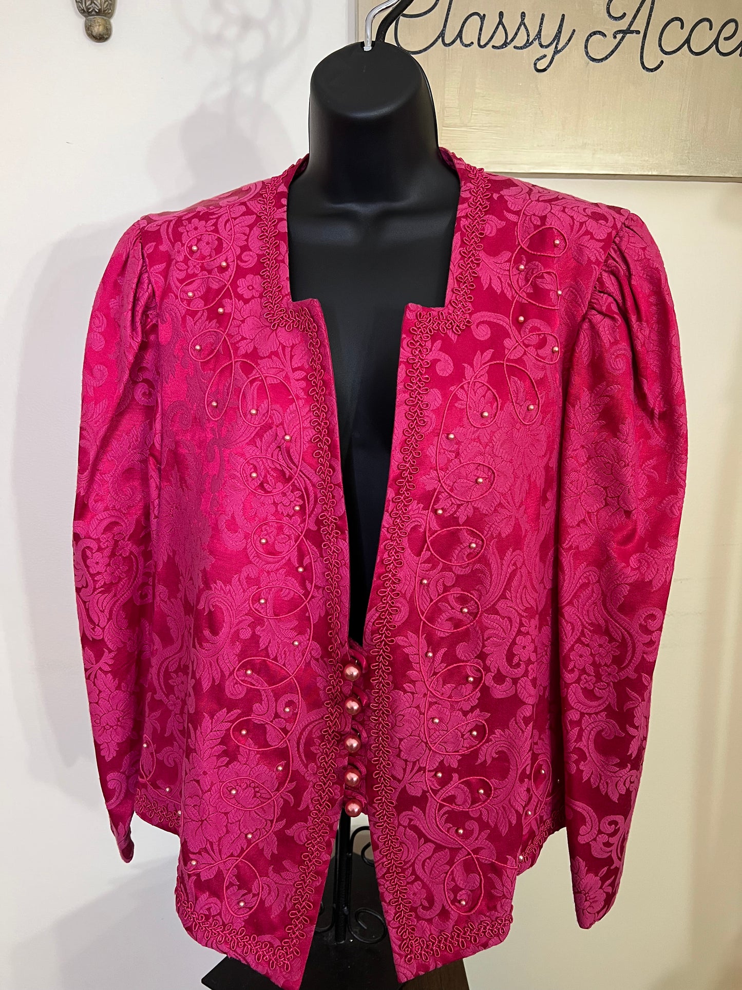 80s Pink embroidered beaded Nah Nah blouse