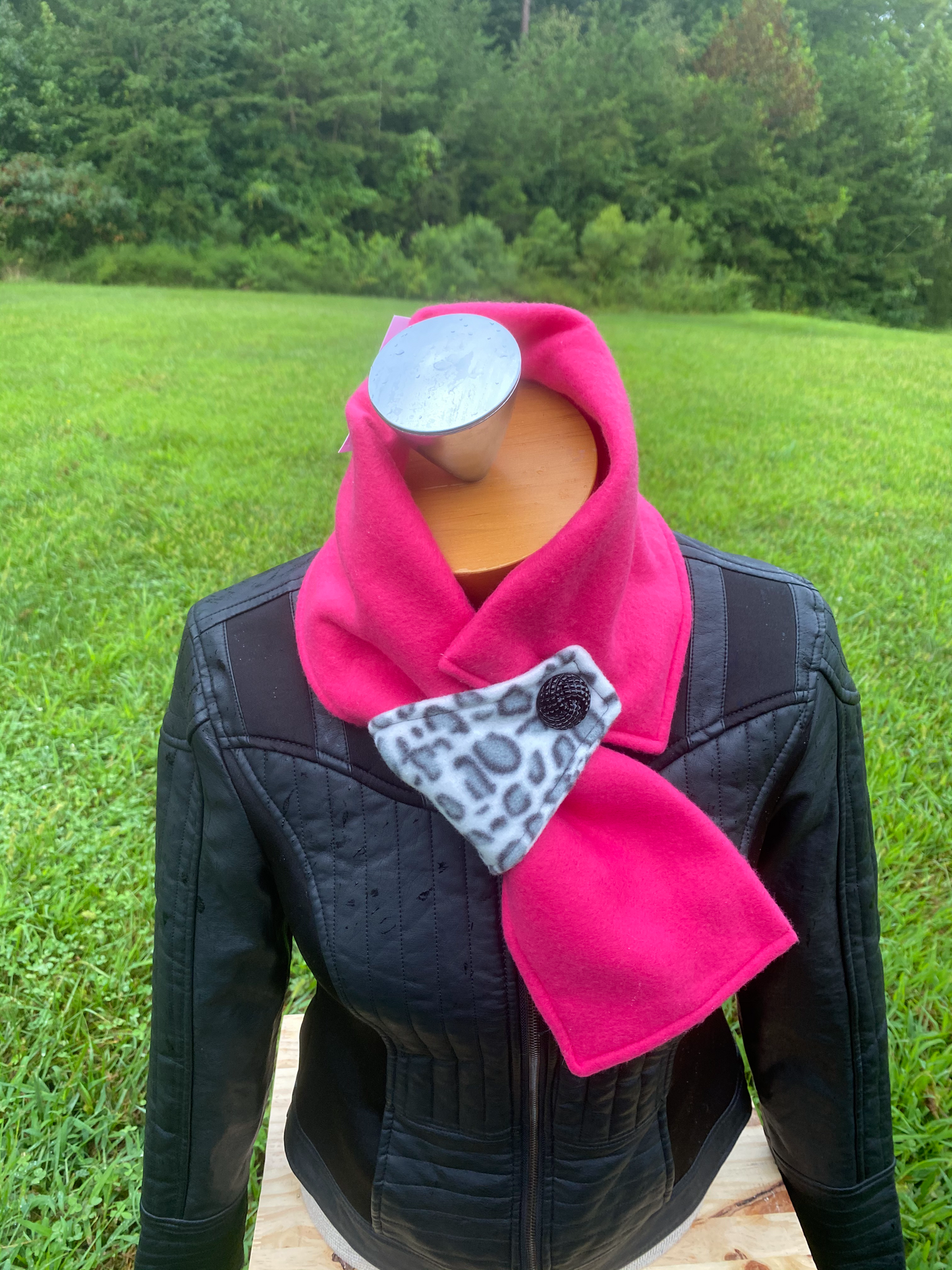 Hot Pink Scarf with leopard accent loop