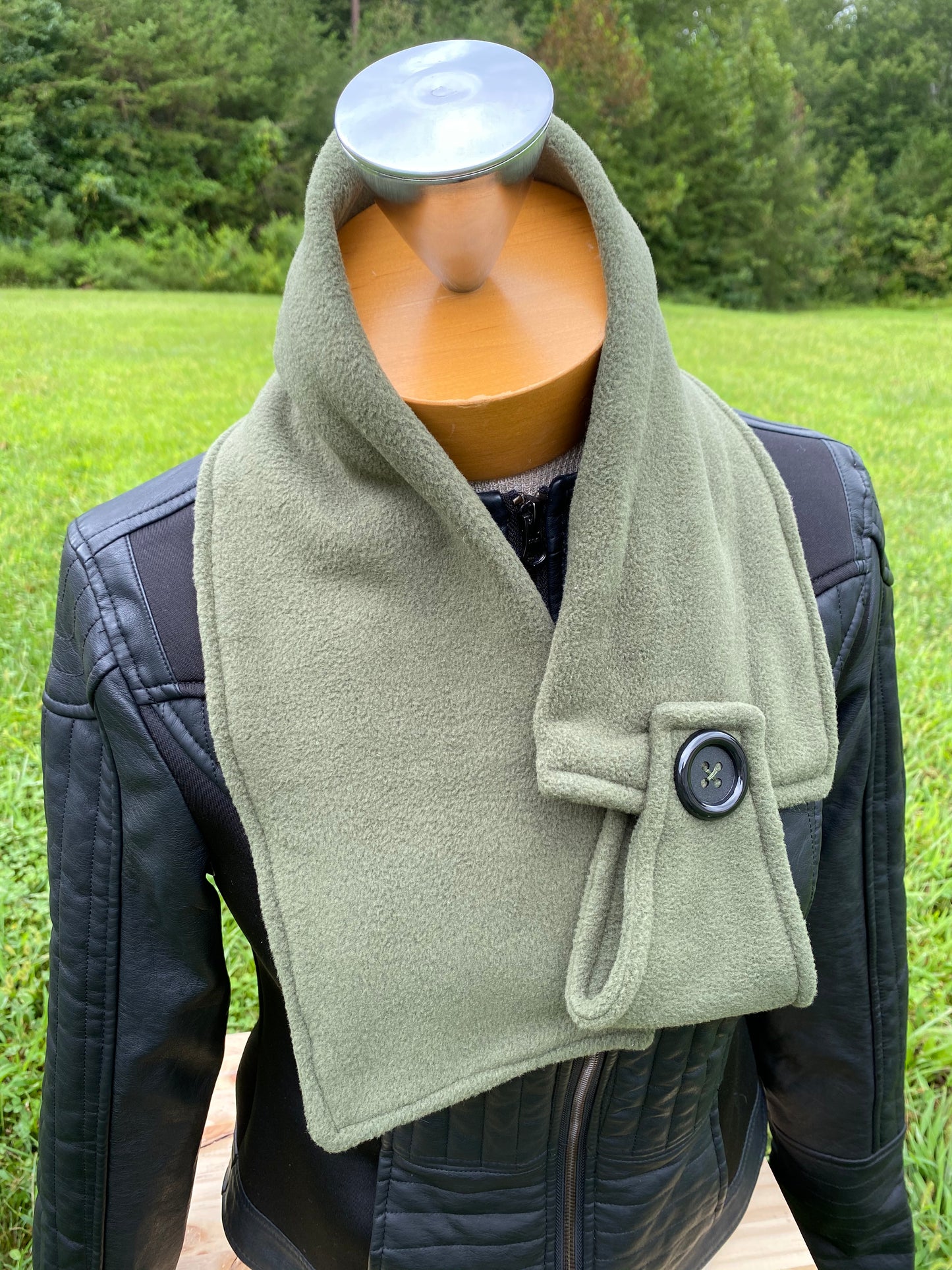 Olive Green Scarf Loop Scarf Fleece Scarf