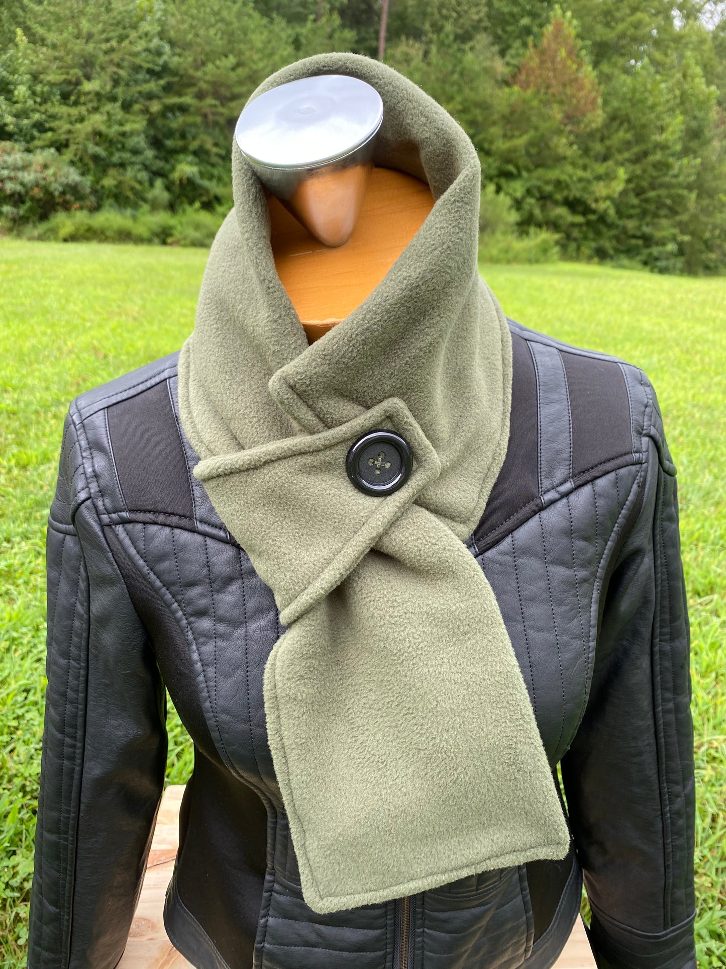 Olive Green Scarf Loop Scarf Fleece Scarf