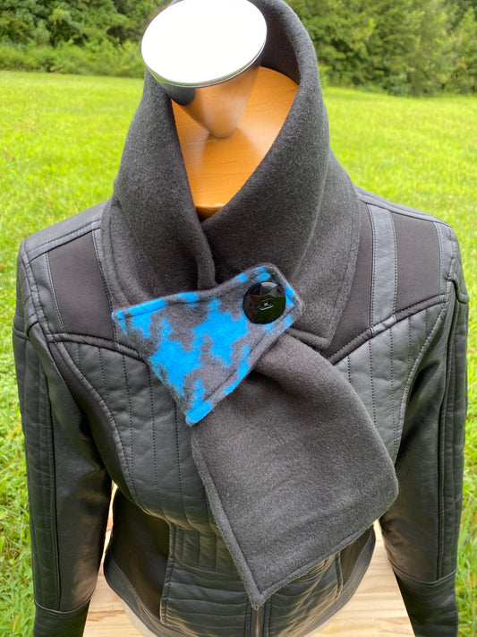 Black and teal blue Loop Scarf fleece scarf classy accents scarf fleece accessory gifts for her
