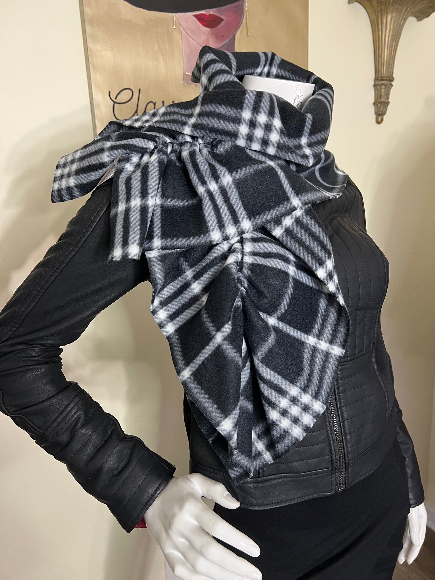 Plaid scarf | fleece scarf| ruffle scarf