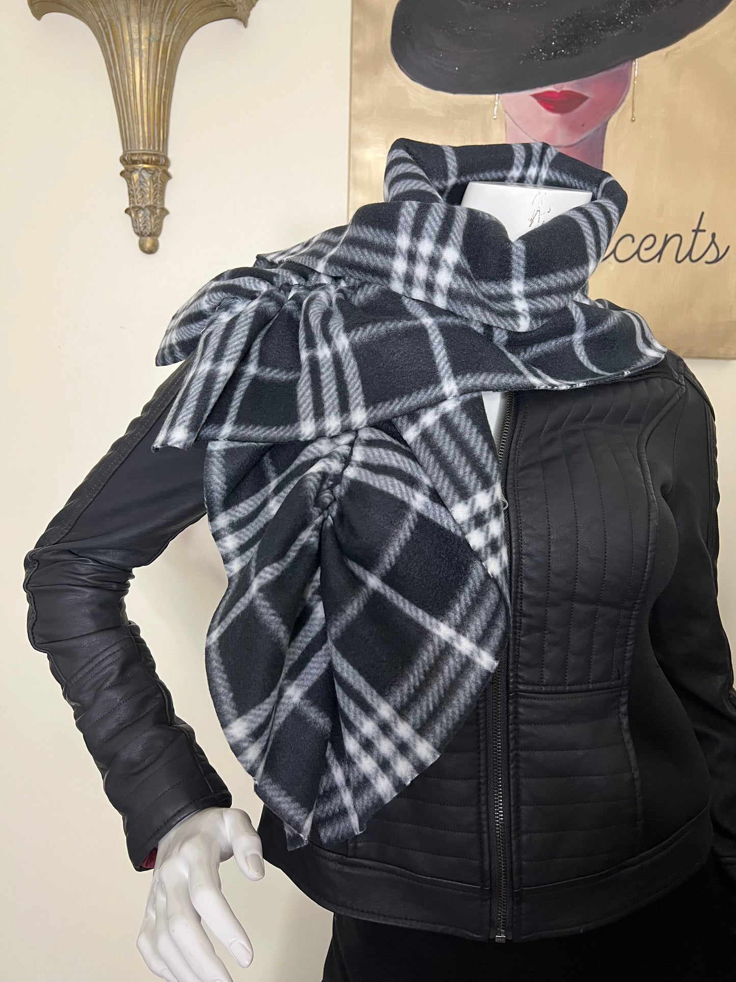 Plaid scarf | fleece scarf| ruffle scarf