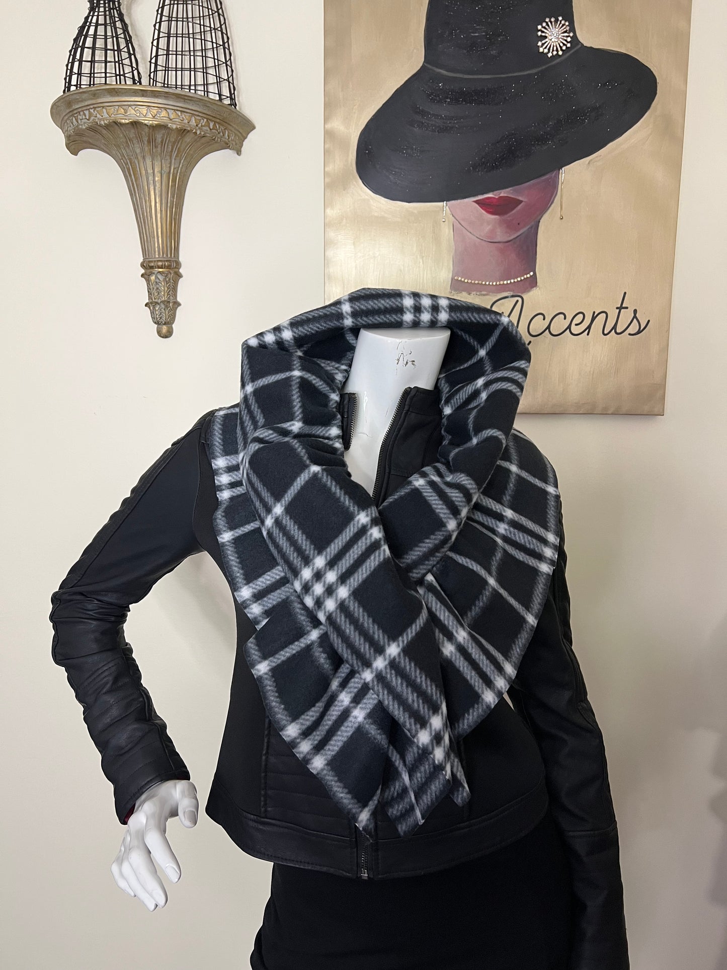 Plaid scarf | fleece scarf| ruffle scarf