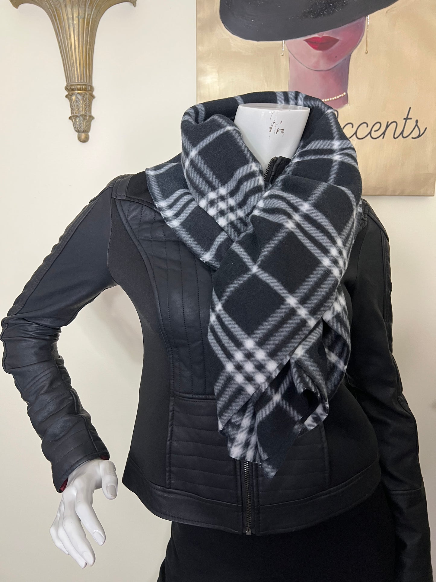 Plaid scarf | fleece scarf| ruffle scarf