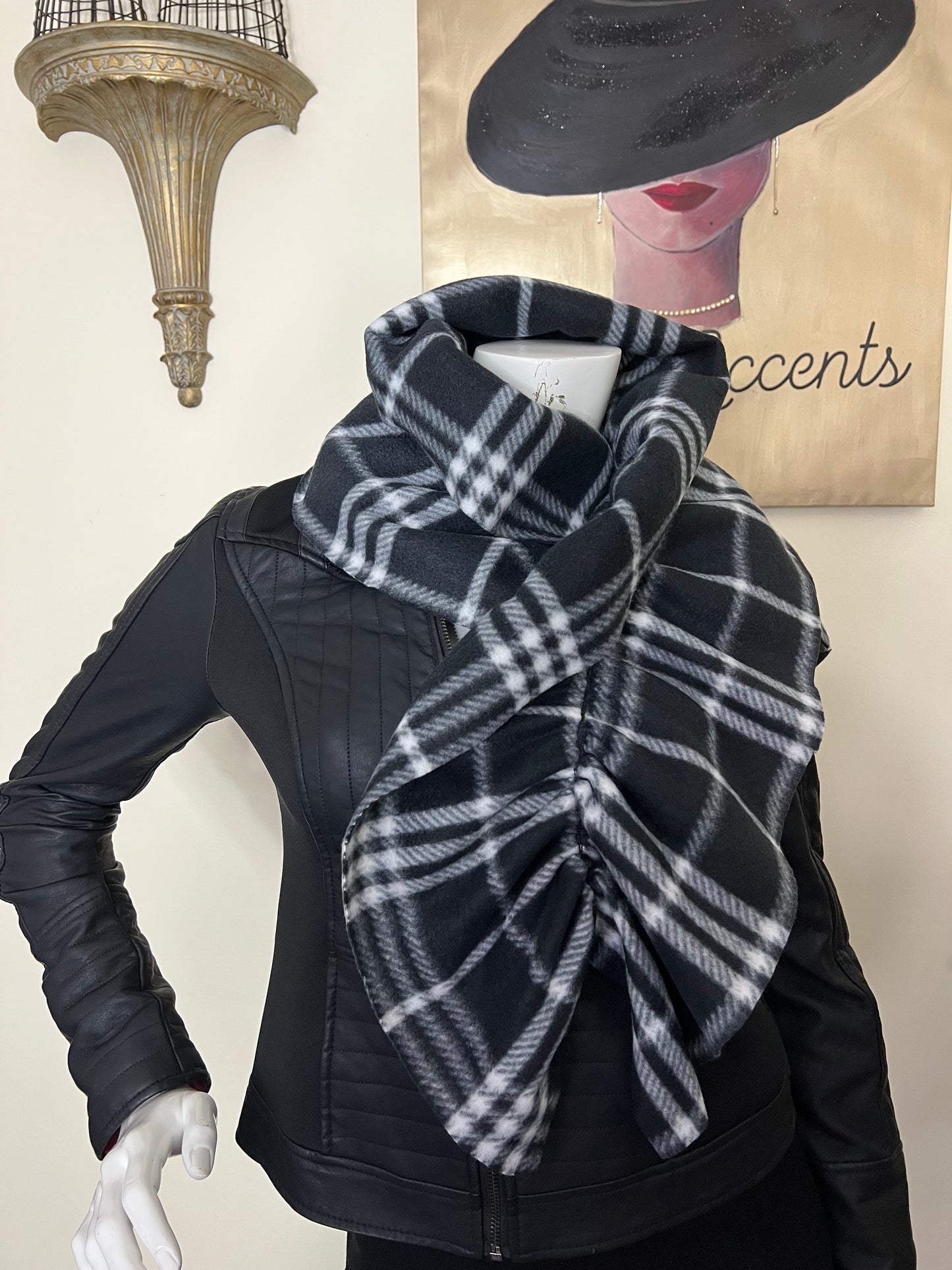 Plaid scarf | fleece scarf| ruffle scarf