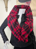Red black plaid scarf ruffle scarf fleece scarf