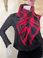 Red black plaid scarf ruffle scarf fleece scarf